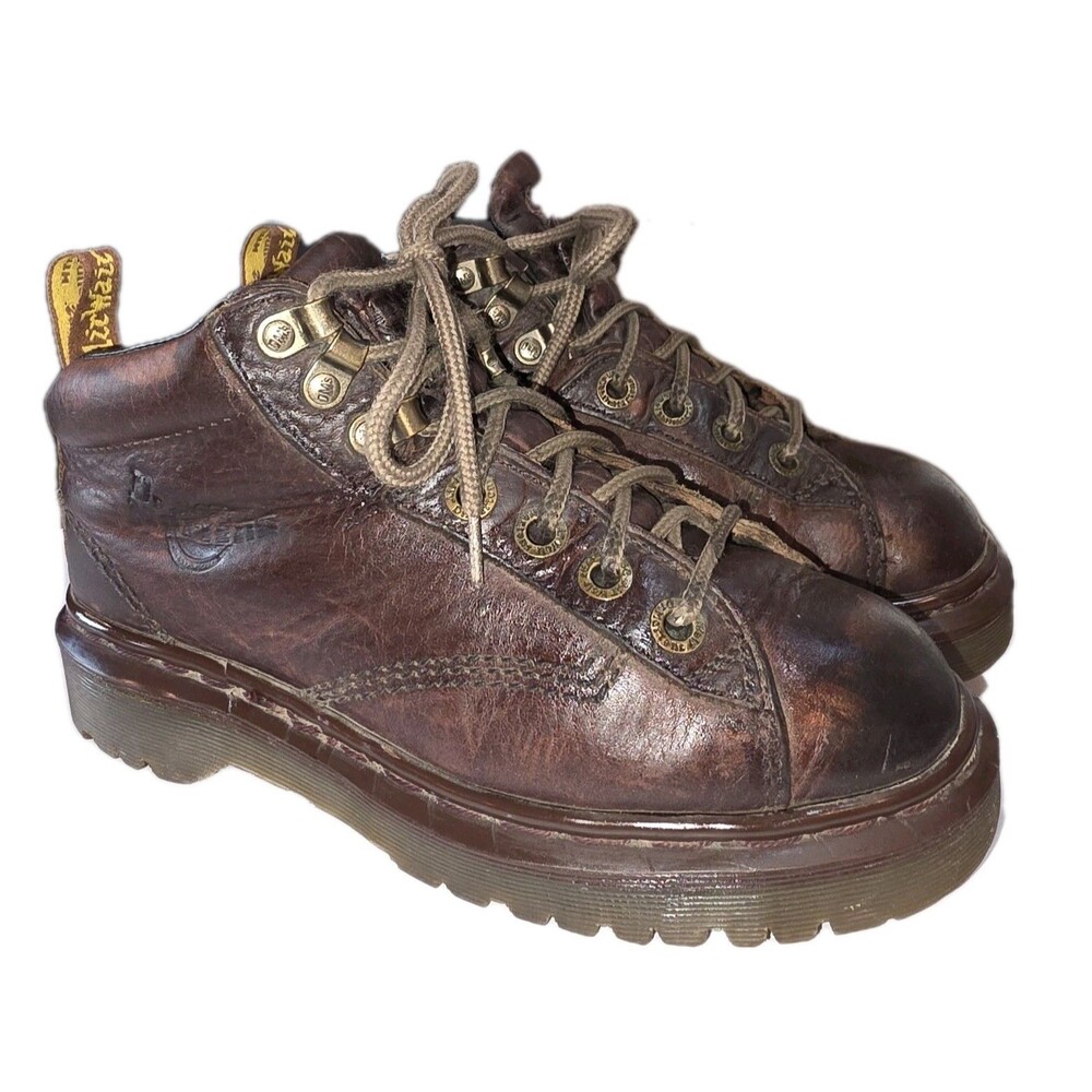 DR MARTENS ENGLAND #8287 4UK/6US Vintage Distressed Brown Leather Ankle Boots